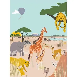 Mimi'lou Papier peint panoramique Safari (250 x 200 cm) pas cher