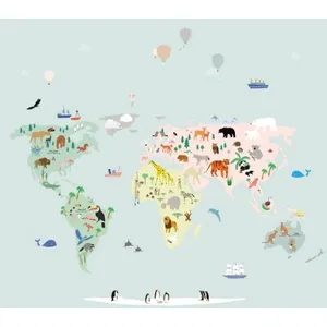 Mimi'lou Papier peint panoramique Carte du monde (250 x 200 cm) pas cher