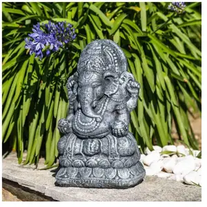 Statue - WANDA COLLECTION - Ganesh - 40cm - Gris - Extérieur pas cher