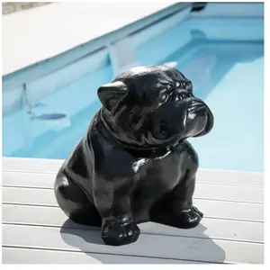Statue contemporaine bulldog en céramique noire - WANDA COLLECTION pas cher