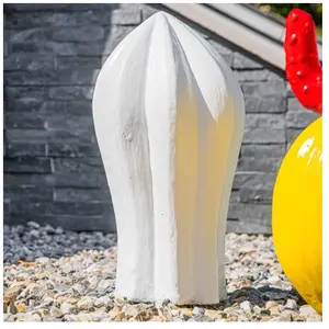 Wanda Collection - Sculpture cactus deco jardin blanc 30cm pas cher