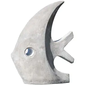 Sculpture contemporaine poisson 78 cm gris pas cher