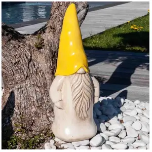Wanda collection - Sculpture de Jardin Nain 50cm Jaune pas cher