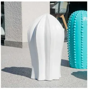Wanda Collection Sculpture jardin cactus blanc 70cm pas cher