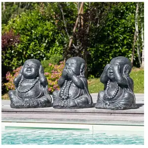Statues de bouddha sagesse patiné gris 40 cm