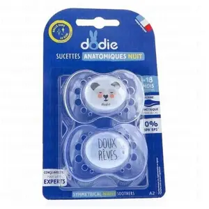 Comparateur de prix : Dodie - Lot de 2 Sucettes Anatomiques Nuit +18 mois Mouton / Chouette