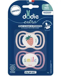 DODIE Extra - Sucette Anatomique smile rose duo +18m pas cher