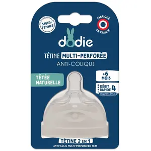 Comparateur de prix : DODIE Tétine Multi-Perforée Débit 4 +6 mois liquide épais