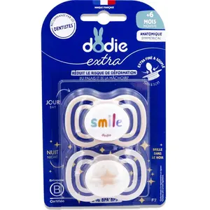 DODIE Extra - Sucette Anatomique jour/nuit Duo +6mois pas cher