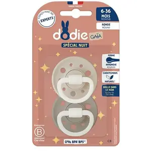 DODIE Gaïa - Sucettes duo ronde 6-36 mois spécial nuit beige