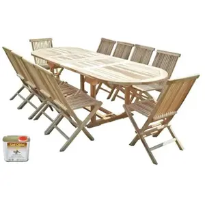 C&l Jardin - Salon de jardin en teck henua 10 chaises - Bundle huile pas cher