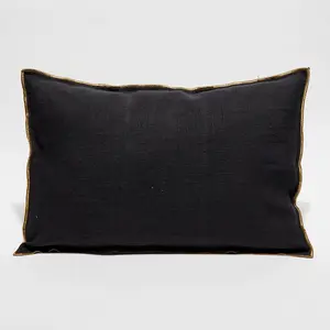 Apotheca - Housse de coussin en lin lavé noire - 40x60 cm 40x60 cm pas cher
