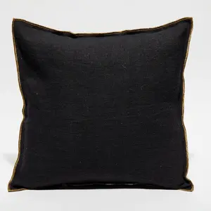 Apotheca - Housse de coussin en lin lavé noire - 45x45 cm 45x45 cm pas cher