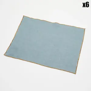 Apotheca - 6 Sets de table en lin lavé bleu stone - 35x45 cm OS pas cher
