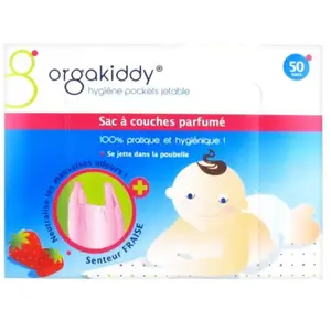 Orgakiddy Sac à Couches Parfumé 50 Sacs Senteur Fraise pas cher