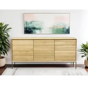 DELORME DESIGN Buffet 3 Tiroirs 2 Portes Chêne Massif COCHRAN pas cher