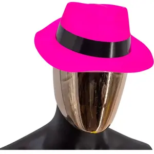 Chapeau Tribly style Mafieux fluo néon Rose pas cher