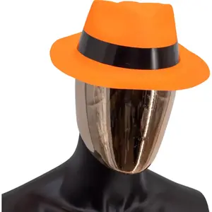 Chapeau Tribly style Mafieux fluo néon Orange pas cher