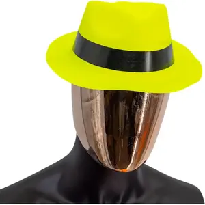 Chapeau Tribly style Mafieux fluo néon Jaune pas cher