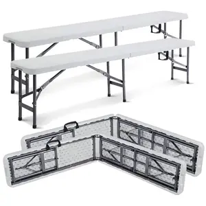 Sotech Banc en plastique pliable 183 cm Blanc pas cher