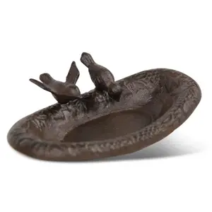 Decoration D ’ Autrefois - Abreuvoir 2 Oiseaux Fonte Marron 23.5x14.5x6