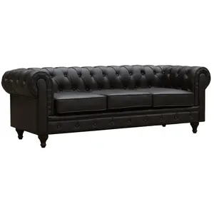 Habitat et Jardin Canapé fixe Chesterfield Aliza - Marron - 3 places - 204 x 80 x 58 cm