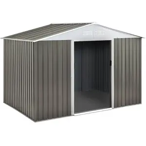Comparateur de prix : Abri de jardin métal "Dallas" - 5,29 m2 (4,83 m2 au sol) - Taupe