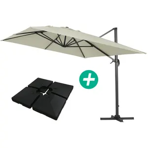 Parasol jardin déporté Alu Sun 4 - Rectangle - 3 x 4 m - Ecru - Dalles... pas cher