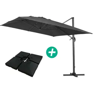 Parasol déporté Alu Habitat et Jardin Sun 4 - Rectangle 3x4m - Noir