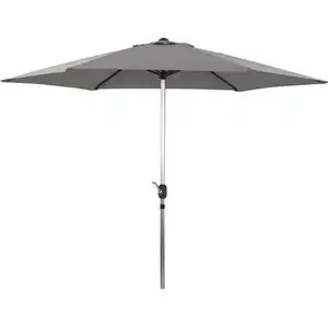 Parasol jardin droit Alu "Sol" - Rond - Ø 3m - Gris pas cher