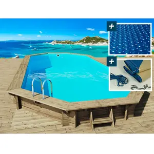 Comparateur de prix : Piscine bois " Palma " - 7.57 x 4.07 x 1.31 m + Bâche à bulles 180 µ ...