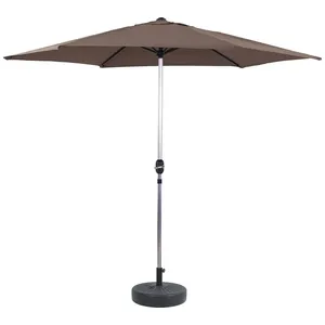 parasol jardin droit alu sol - rond - ø 3m - gris - avec pied à lester