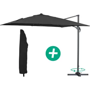 Comparateur de prix : Parasol jardin déporté Alu Sun 3 - Carré - 3 x 3 m - Noir + housse de ...