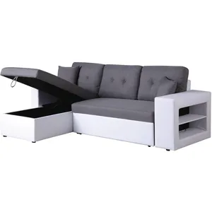 Canapé d'angle convertible/réversible "Axel" - 3 places - Blanc/Gris