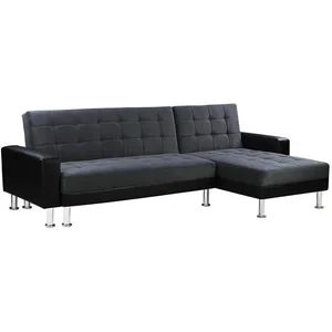 Habitat et Jardin Canapé d'angle convertible et réversible "Theo" - 4 places - Noir / Gris
