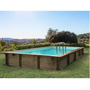 Habitat et Jardin Piscine bois en kit rectangle "Sunrise " - 8.20 x 5.20 x 1.44 m pas cher