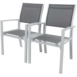 Comparateur de prix : Fauteuil jardin Alu/Textilène Tropic - Phoenix - Gris foncé - Lot de 2