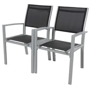 Comparateur de prix : Fauteuil jardin Alu/Textilène "Tropic" - Phoenix - Noir - Lot de 2