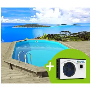 Comparateur de prix : Piscine bois palma 145 7.57 x 4.07 x 1.44 m + pompe à chaleur 6.1 kw