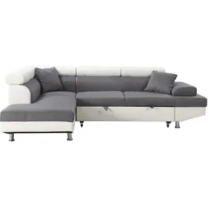 Habitat et Jardin Canapé d'angle convertible "Sophia luxe" - 265 x 190.5 x 80/91 cm - Blanc / Gris - 5 places - Angle gauche pas cher