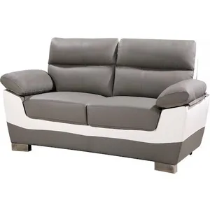 Canape droit HABITAT ET JARDIN 3 places en cuir gris 88 x 210 x 90 cm