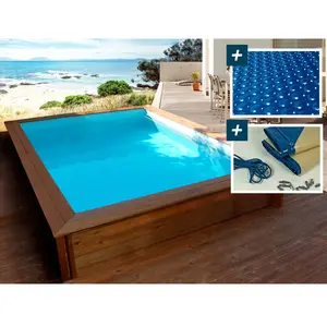 Piscine bois rectangle " Toledo "- 3.00 x 2.00 x 0.71 m - Bâche à bull... pas cher