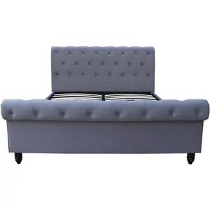 Habitat et jardin Lit Velours "Godefroy" - 140 x 190 cm - Gris