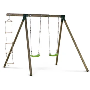 Comparateur de prix : Habitat et Jardin Portique bois "Timo" - Avec 2 balançoires et 1 échelle de corde