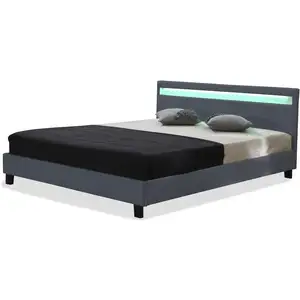 Lit LED - HABITAT ET JARDIN - Maria - 140 x 190 cm - Gris - 2 Places pas cher