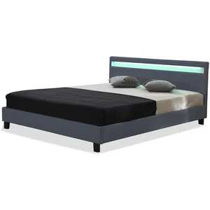 Habitat et Jardin Lit avec LED "Maria" - 160 x 200 cm - Gris pas cher