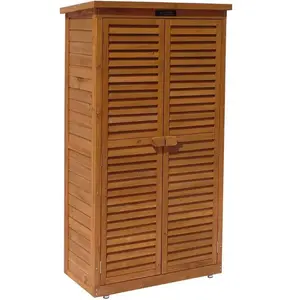 Armoire de jardin en bois de sapin - 87 x 46.5 x 160 cm - Marron pas cher
