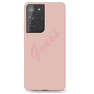 Guess GUHCS21LLSVSPI Coque de Protection pour S21 Ultra G998 Rose Script Vintage pas cher
