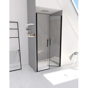 Comparateur de prix : AURLANE Paroi double porte de douche battantes profilé - Noir - Mat - 90x200cm