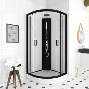 Aurlane - Cabine de douche lift up black 1/4 de cercle 85x85x235cm pas cher